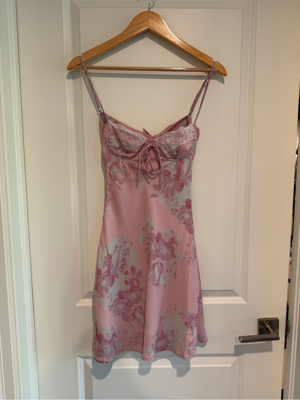Princess Polly Pink Floral Lace Trim Mini Dress